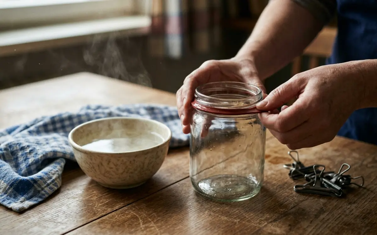 Gummiring auf ein Weckglas auflegen – so werden Weckgläser verschlossen