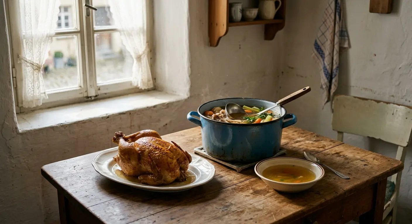 Der Sonntagsbraten: wie ein Huhn eine ganze Woche trug