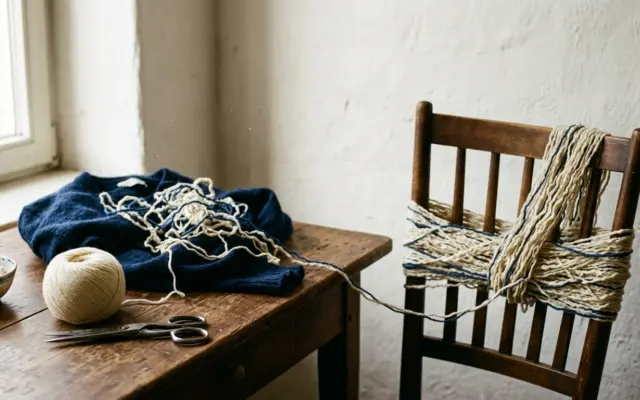 Wolle aufribbeln: aus altem Pullover neues Garn