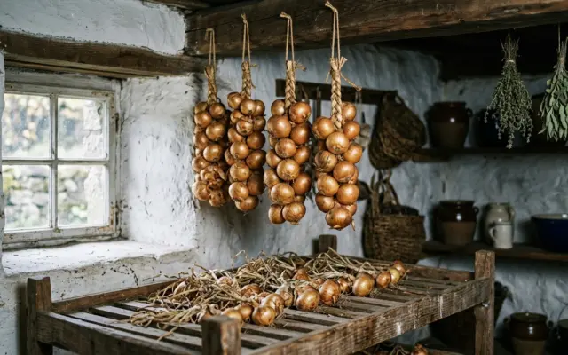 Zwiebeln lagern und flechten wie früher